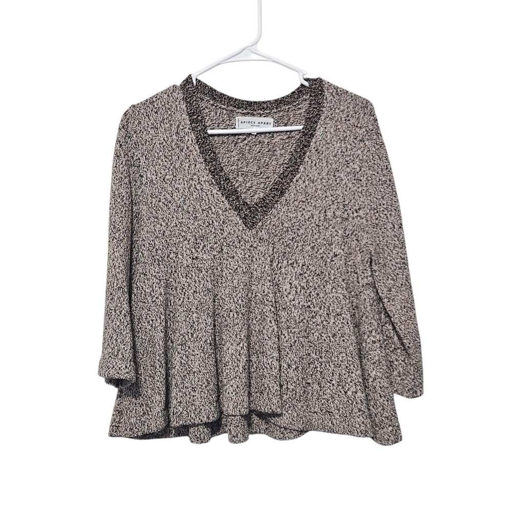 Apiece Apart N.Y. Brown Vneck A Line Hem Sweater Size S